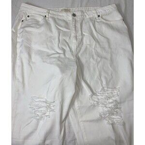 Plus Curvy Size 20 white denim jeans distressed raw him BoHo western casual W